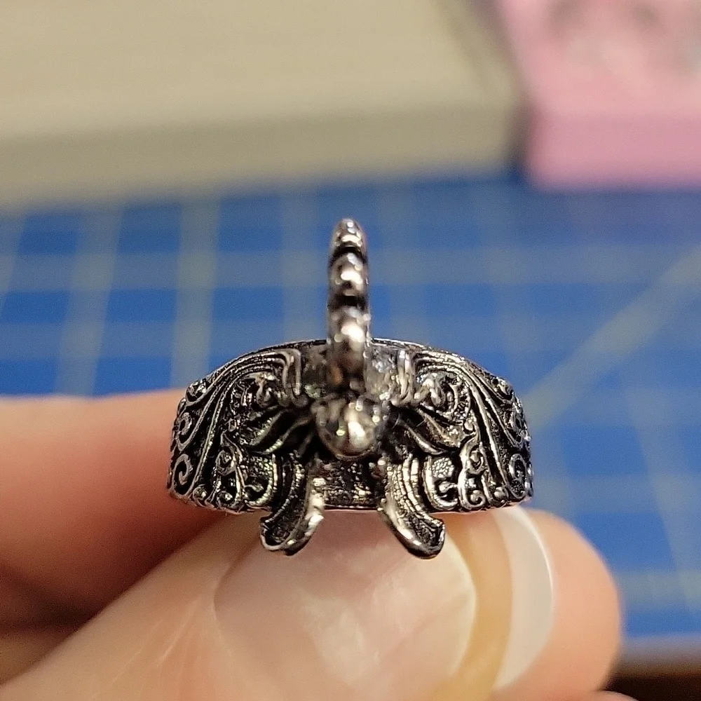 Rooster Chicken Silver Tone Ring Size 7 Adjustable
